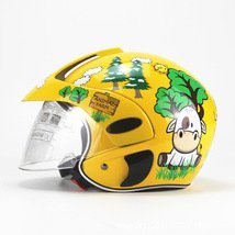 TZX680★子供用ヘルメットバイクヘルメット 半キャブ ジェット ヘルメット 半帽 シールド付きイエロー_画像6