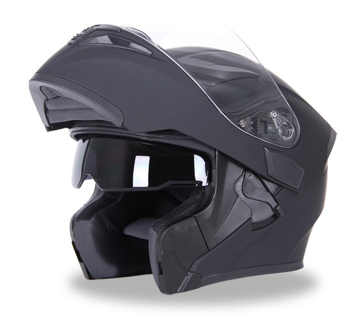 TZX293 システムヘルメット バイク用品ヘルメット 6色選択可フリップアップ シールド付き ワンタッチ式艶消し黒 春のコレクション