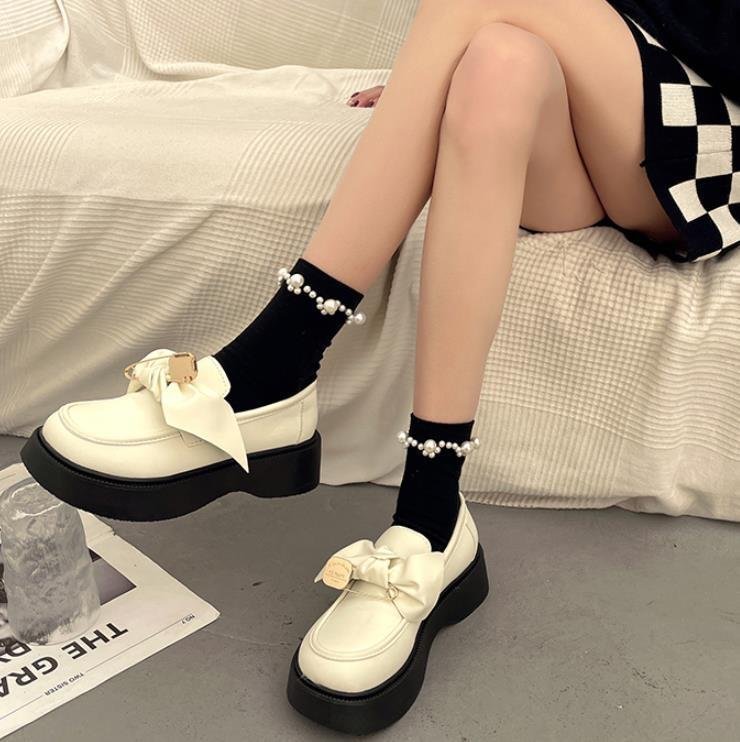 LHK452 ★ Женская платформа Толстая пятка 5,5㎝ насосы Loafer Женская обувь рост стильной поездка в школу.