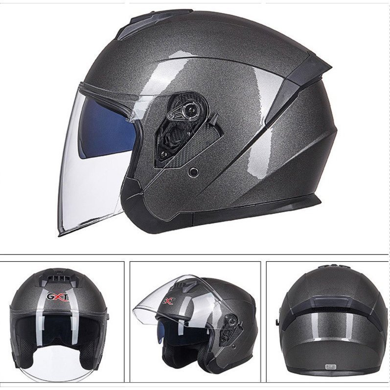 TZX372* bike helmet half helmet semi-hat 11 color jet helmet double shield UV cut attaching and detaching is possible interior M~XL silver color 