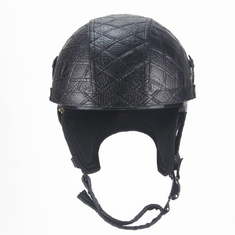 TZX264★ハーレー 半帽 半キャップ ヘルメット バイク ジェットヘルメット 内蔵サングラス PU 革黒格の画像3