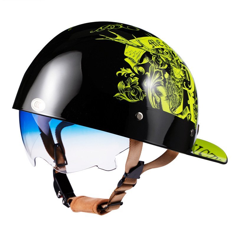 TZX345★人気新品バイクヘルメット 内蔵サングラス 半帽ヘルメット 男女兼用 軽量レトロ野球帽M、L、XL、2XLサイズ 選択可 9色_画像1