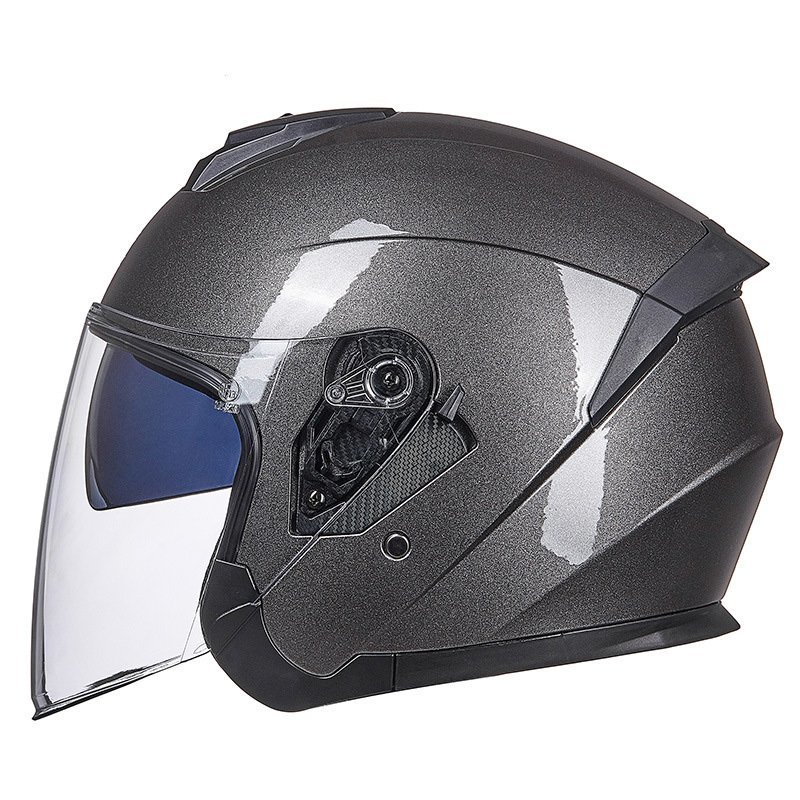 TZX372* bike helmet half helmet semi-hat 11 color jet helmet double shield UV cut attaching and detaching is possible interior M~XL silver color 