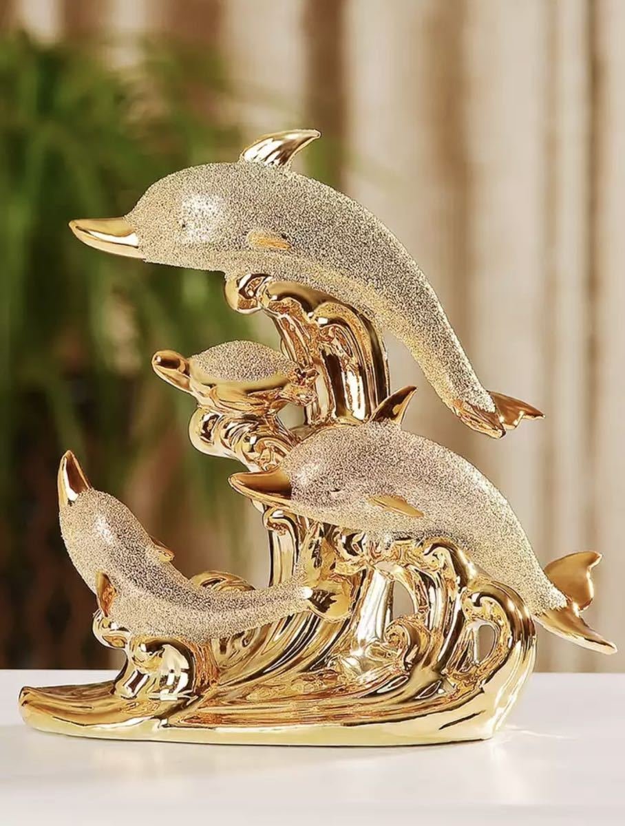 LHH771* dolphin Dolphin Gold ornament interior hand made antique wedding present gift equipment ornament handicraft klieitib