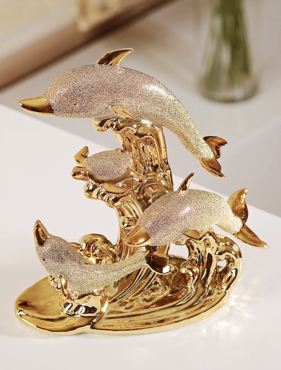 LHH771* dolphin Dolphin Gold ornament interior hand made antique wedding present gift equipment ornament handicraft klieitib