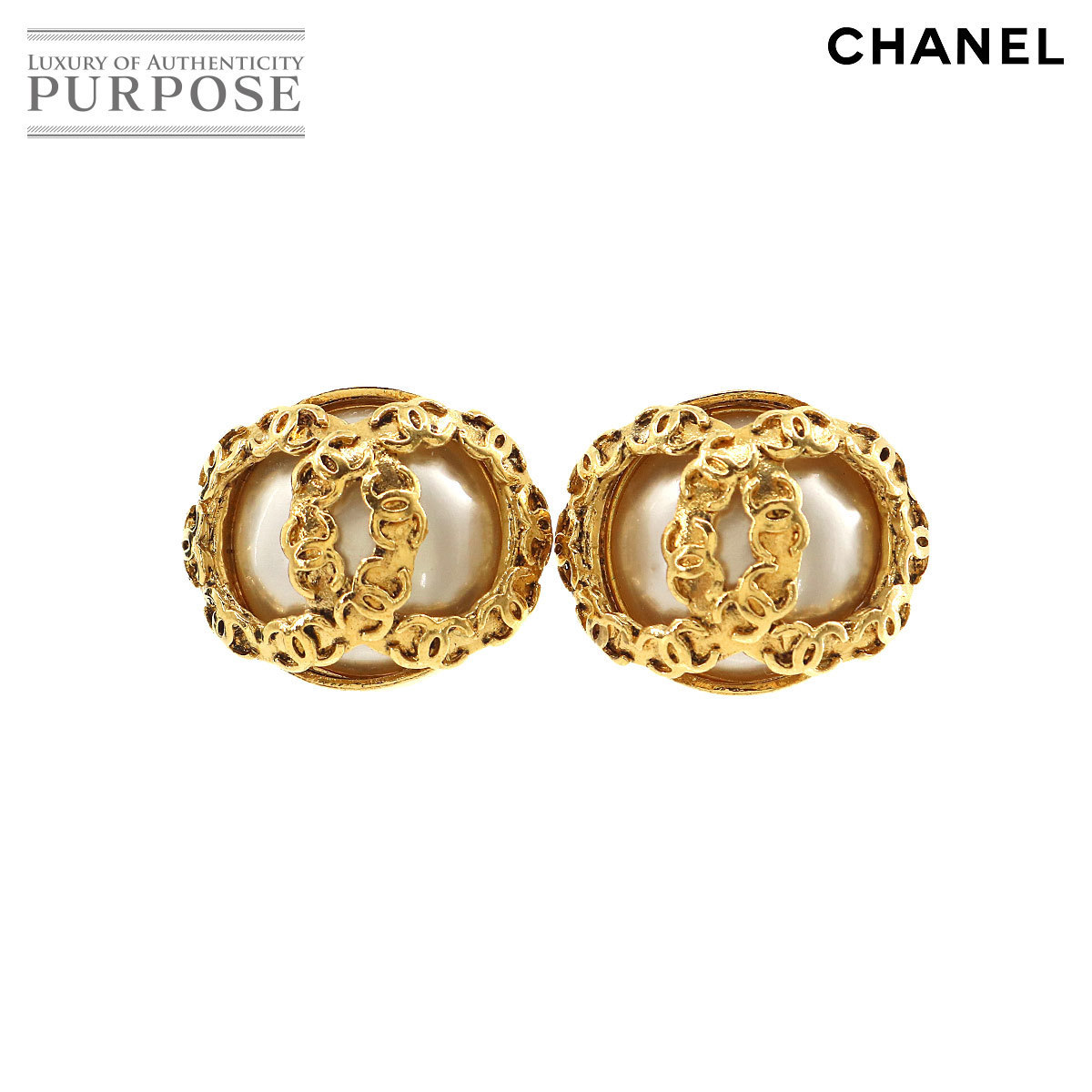 シャネル CHANEL ラウンド型 フェイクパール ココマーク イヤリング ゴールド アクセサリー 94P ヴィンテージ Vintage  Earrings 90147791