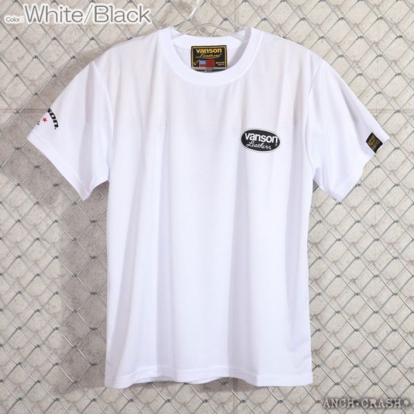 VANSON ドライメッシュ 半袖 Tシャツ VS22802S ホワイト×ブラック【Lサイズ】バンソン_画像4