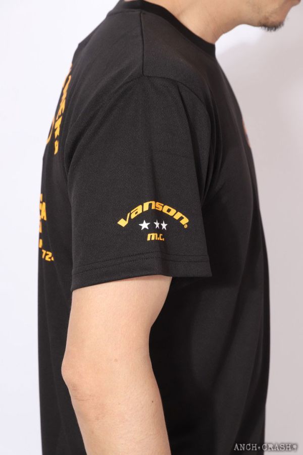 VANSON ドライメッシュ 半袖 Tシャツ VS22802S ブラック×イエロー【Mサイズ】バンソン_画像9