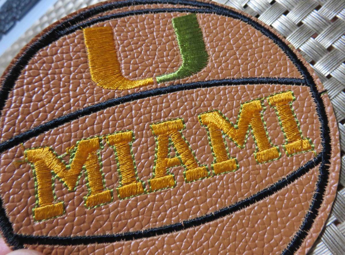 球体U◆円型■新品　バスケットボール　NCAAカレッジ　 マイアミ大学　University of Miami　刺繍ワッペン （パッチ）　激シブ◆アメリカ