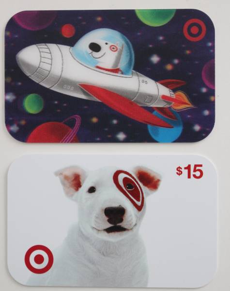 北米USA ターゲット ギフトカード 4枚セット★残高ゼロ アメリカ Target ブルズアイ・ドッグ Bullseye Dog ブル・テリア 白熊 ペンギン_画像2