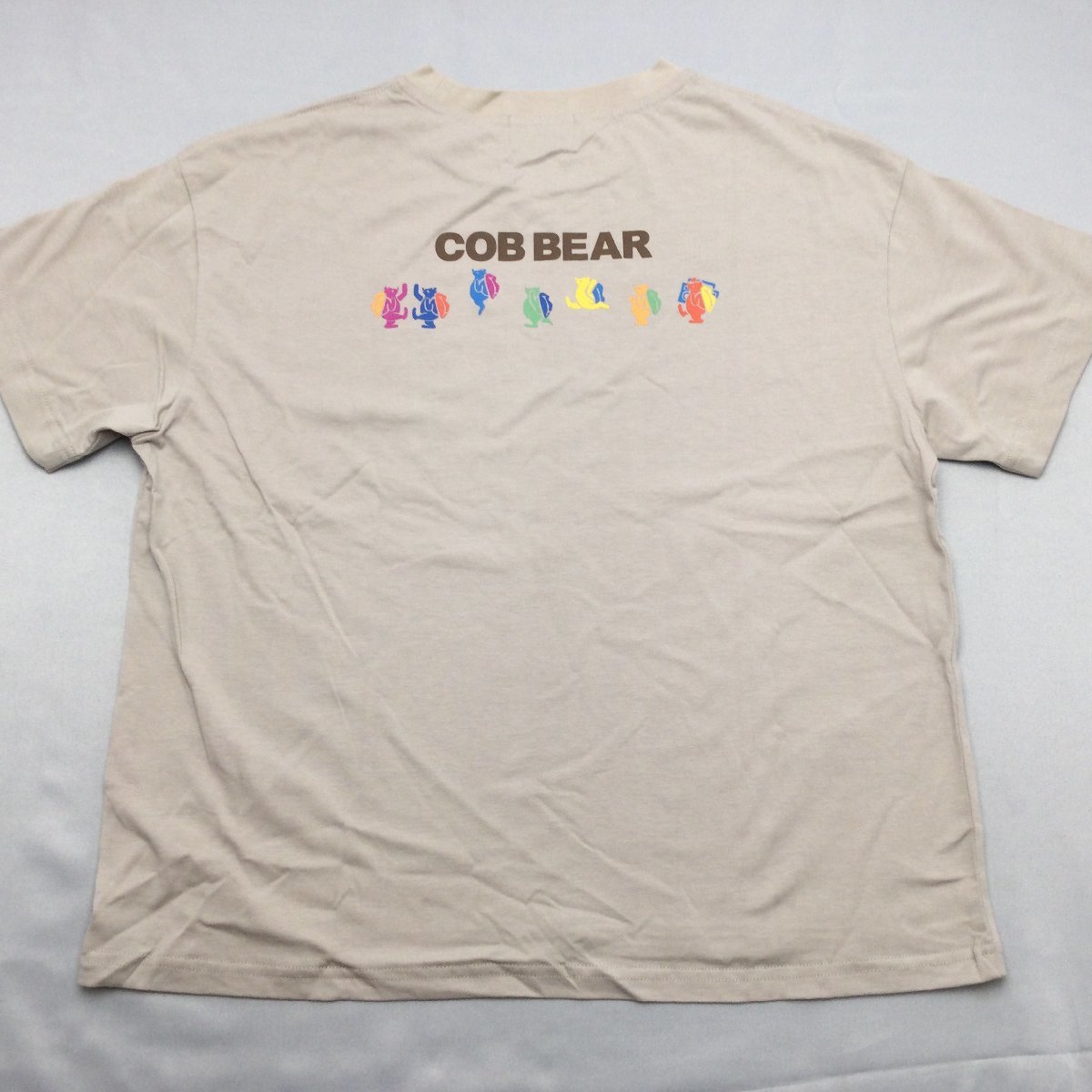 【送料無料】【新品】COB BEAR レディース半袖Tシャツ（コットン100％ ゆったりタイプ）　　M　　ベージュ★CB11221_バックプリント