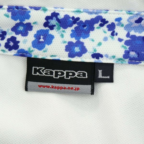 Kappa GOLF カッパ ゴルフ 春夏 フラワー 花柄 レタリング★ 半袖 ボタンダウン ポロシャツ Sz.L　メンズ 白　A2T07352_6#A_画像6