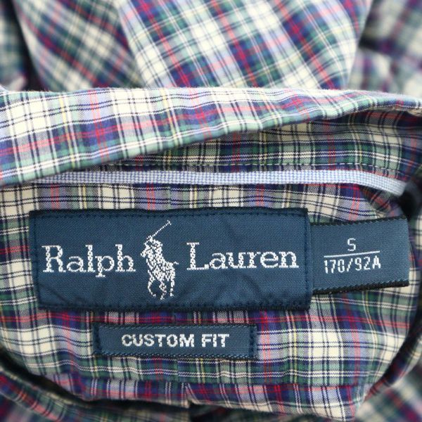 RALPH LAUREN ラルフローレン CUSTOM FIT★ 半袖 ボタンダウン ワーク チェック シャツ Sz.S　メンズ　A2T07904_7#A_画像5