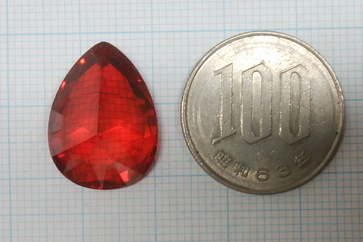 [27.08 ct] 合成オレンジサファイア ピアシェイプドカット ルース 宝石 ジュエリー_画像2