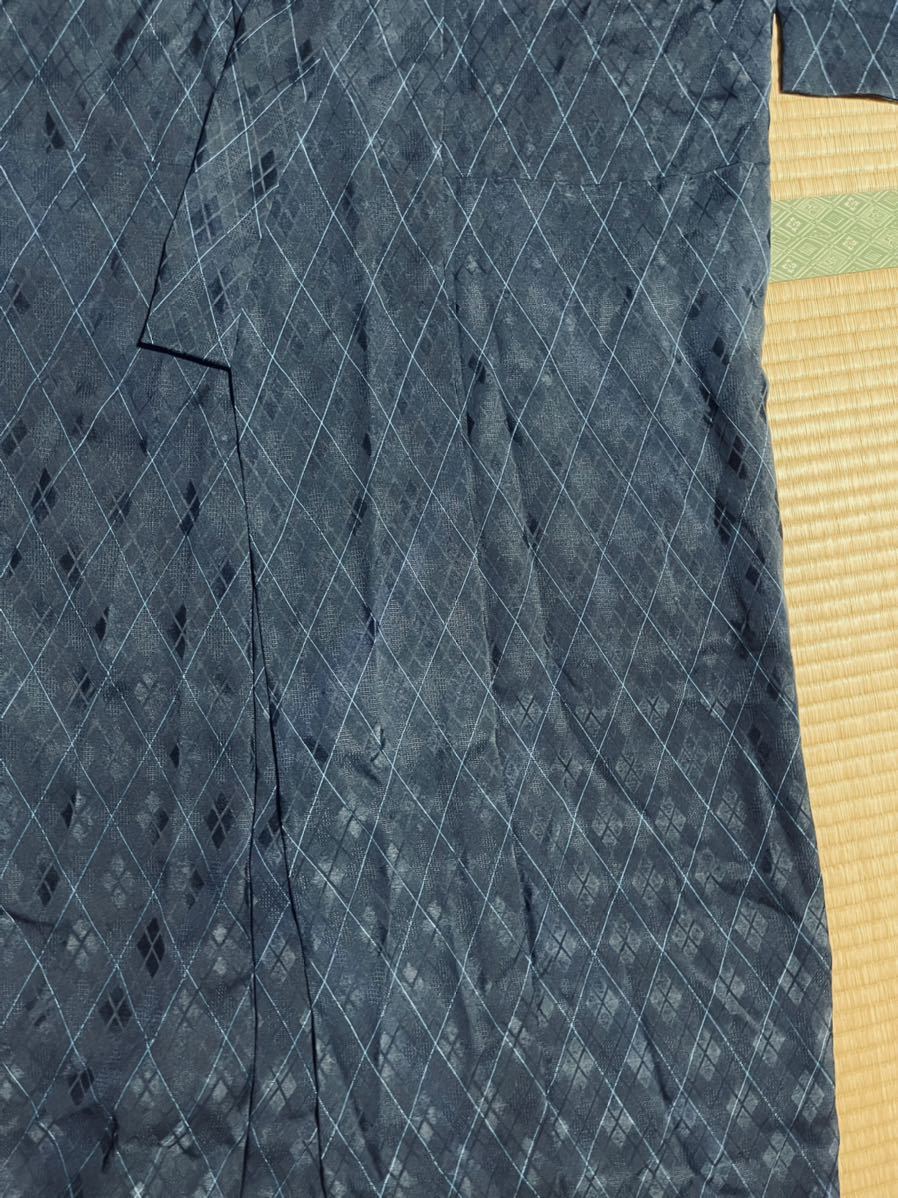 男性用　着物　和服　夏用　紺　格子柄　チェック柄　未使用に近い_画像4