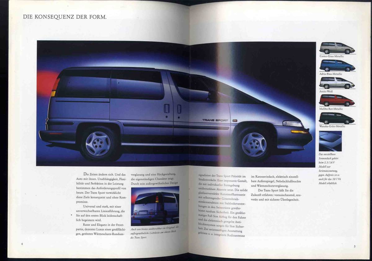 [b5228]95.8 Opel version Pontiac trance port (TRANS SPORT) catalog 