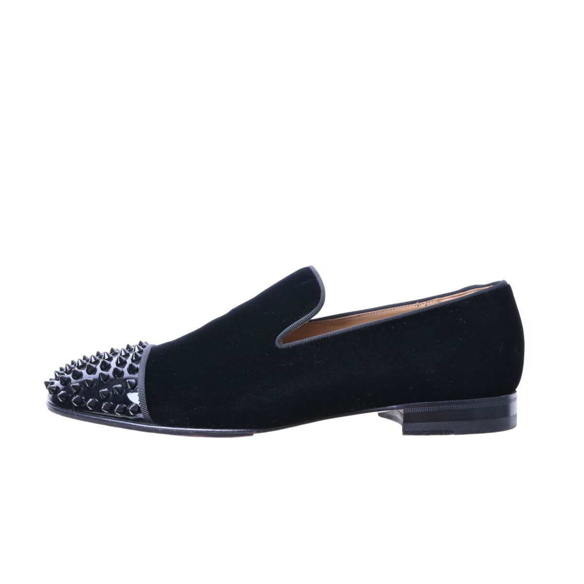 Christian Louboutin studs velour flat shoes 42/27 black Christian Louboutin KL4CBCA269