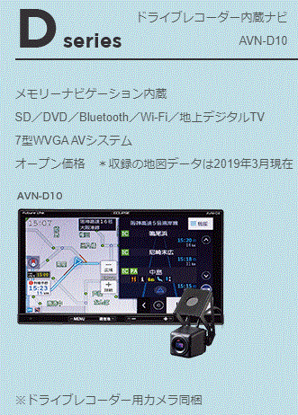 代引手数料無料 AVN-D10(20)＋BEC113 新品 バックカメラセット 後方録画が可能 ドライブレコーダー内蔵 地図更新 カーナビ_画像2
