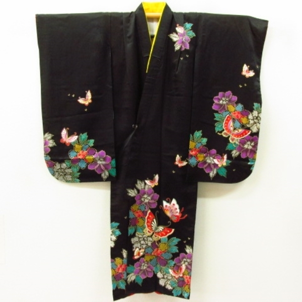 * кимоно 10* 1 иен .. ребенок кимоно Mai бабочка ... длина 132cm.51cm [ включение в покупку возможно ] **