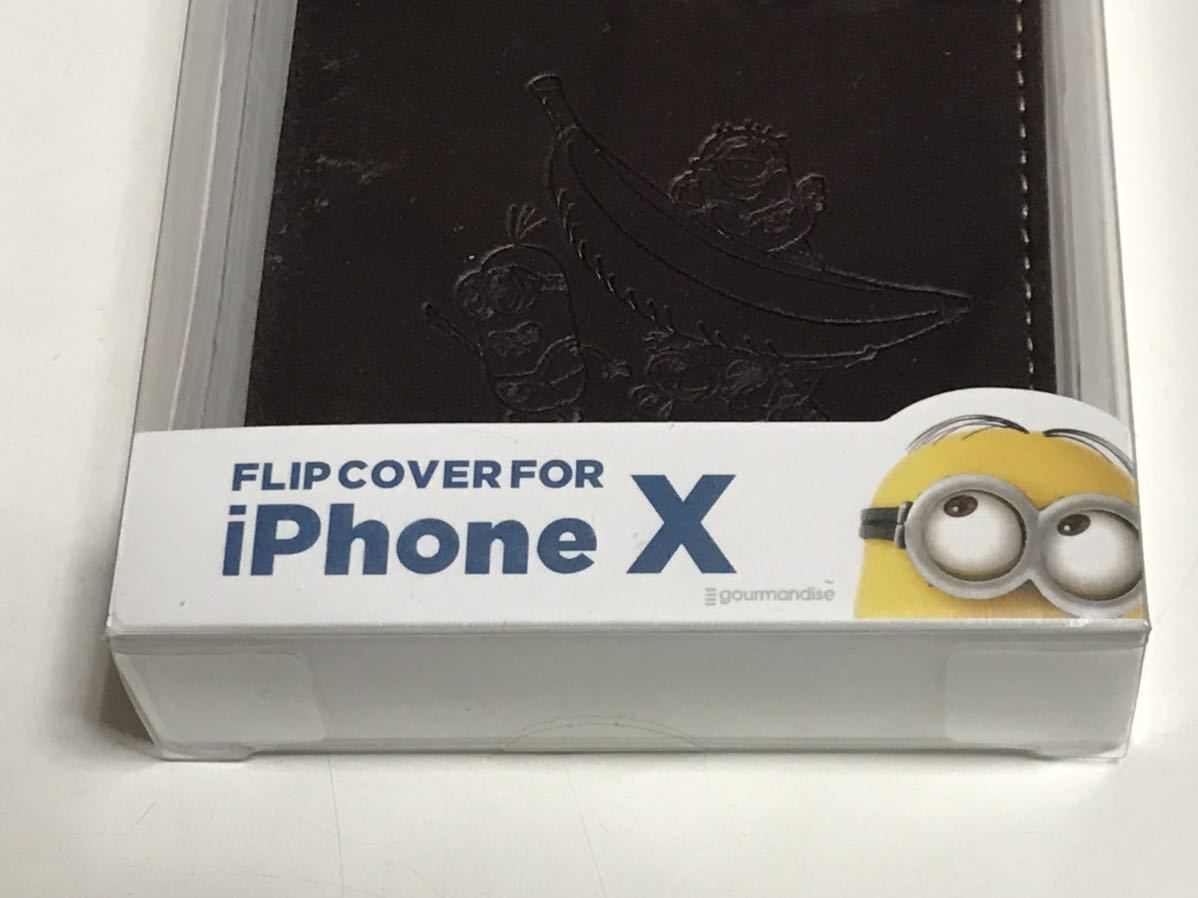匿名送料込み iPhoneX用カバー 手帳型ケース さりげなくミニオンズデザイン ストラップリング 新品iPhone10 アイホンX アイフォーンX/LV6_画像4