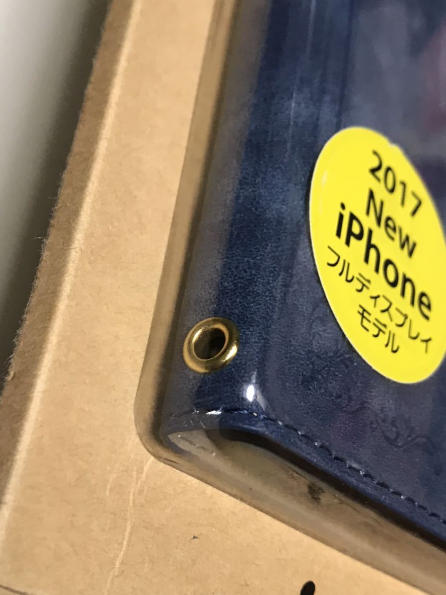 匿名送料込み iPhoneX用カバー 手帳型ケースビンテージレザー調 ネイビー 紺色 お洒落 シック 新品iPhone10 アイホンX アイフォーンX/LZ0