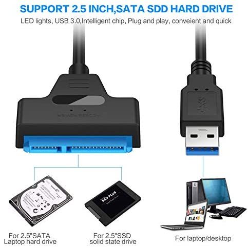 YideaHome SATA-USB 3.0 変換ケーブル 2.5インチ SSD/HDD用 USB 3.0 - SATA コンバータ SATA ハードディスク用アダプター_画像3
