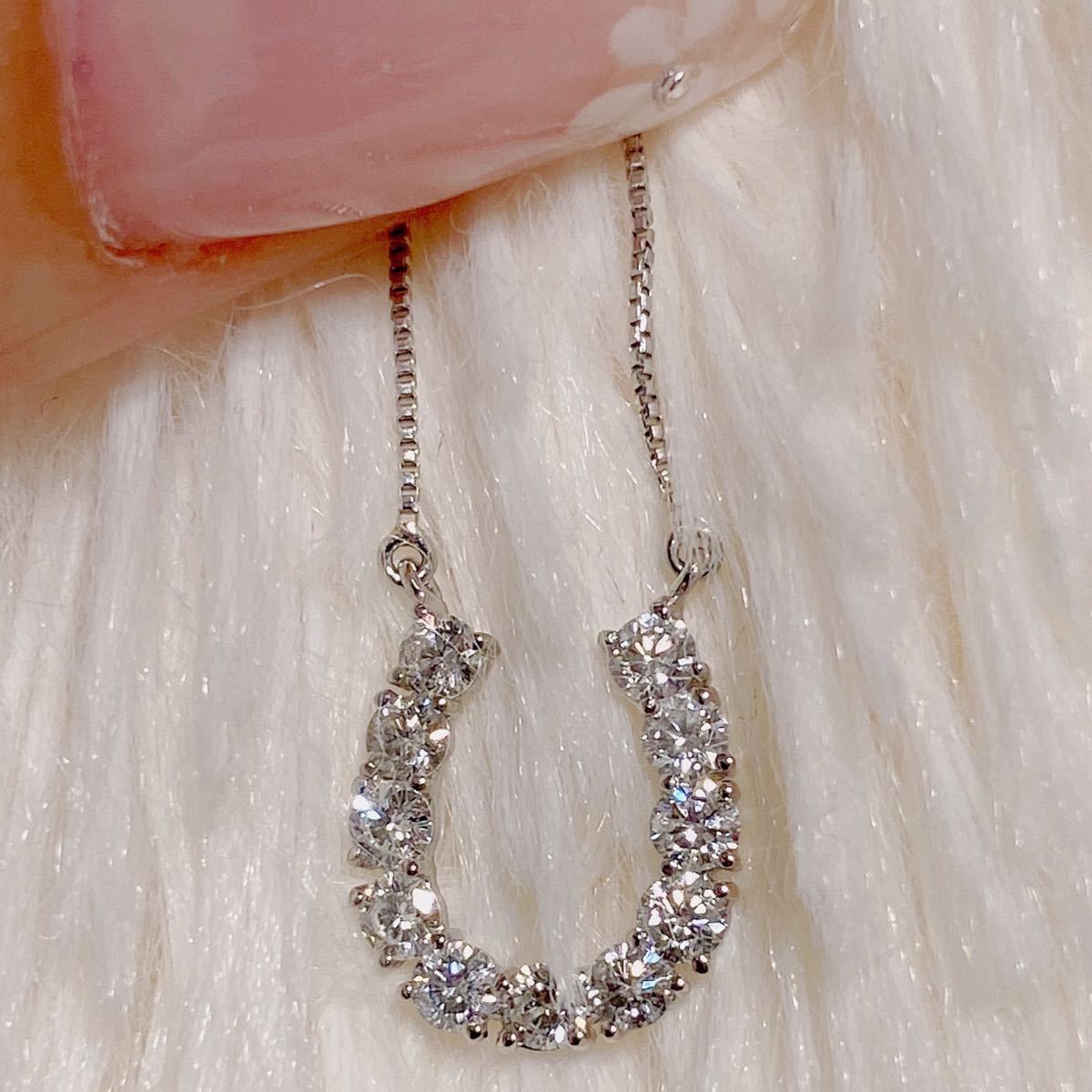 馬蹄モチーフ【Diamond Necklace】ダイヤモンド　0.50ct ハートアンドキューピッド　 pt900 pt850 約2.3g 鑑別書付き_画像1