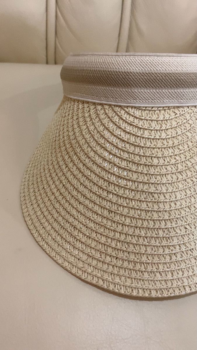 サンバイザー ホワイト レディース カチューシャ 麦わら帽子 UVカット 紫外線対策 帽子 ハット キャップ インスタ映え