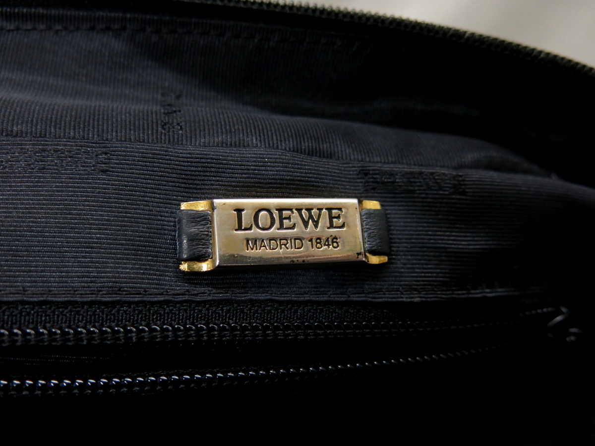 ●美品●LOEWE ロエベ●アナグラム ロゴ型押し●カーフ レザー 本革●トート バッグ●黒●ゴールド金具●肩掛け●ヴィンテージ●Js27544_画像9