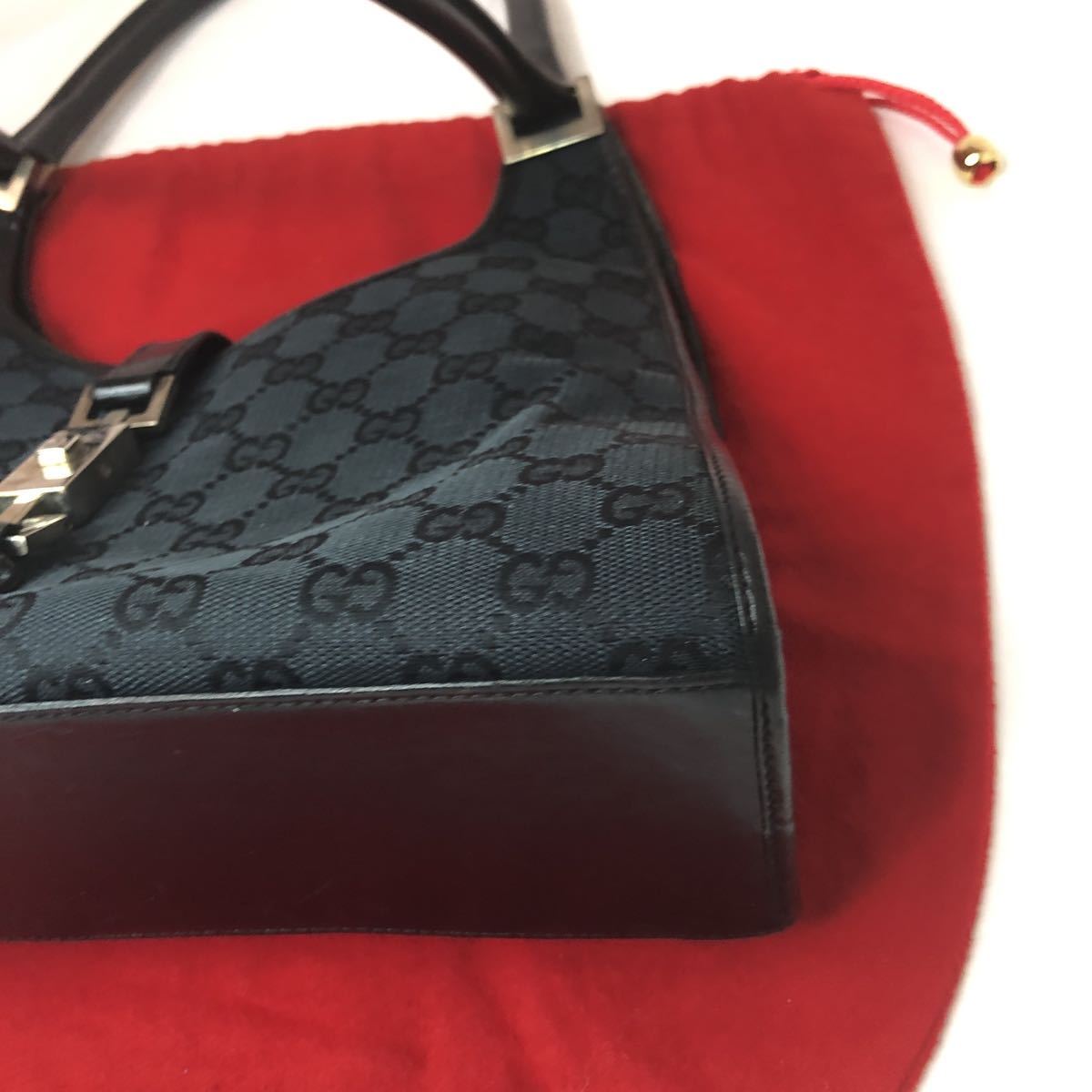 1円 〜 美品 GUCCI グッチ GG柄 ジャッキー ハンドバッグ ヴィンテージ バッグ ブラック_画像8