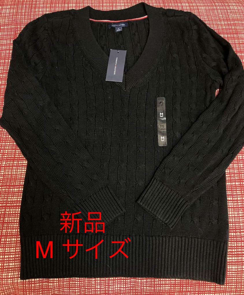 新品値札付き★☆正規品・新品・未使用品・送料無料、Tommy Hilfiger(トミーヒルフィガー)セーターレディース　ブラック　M_画像1