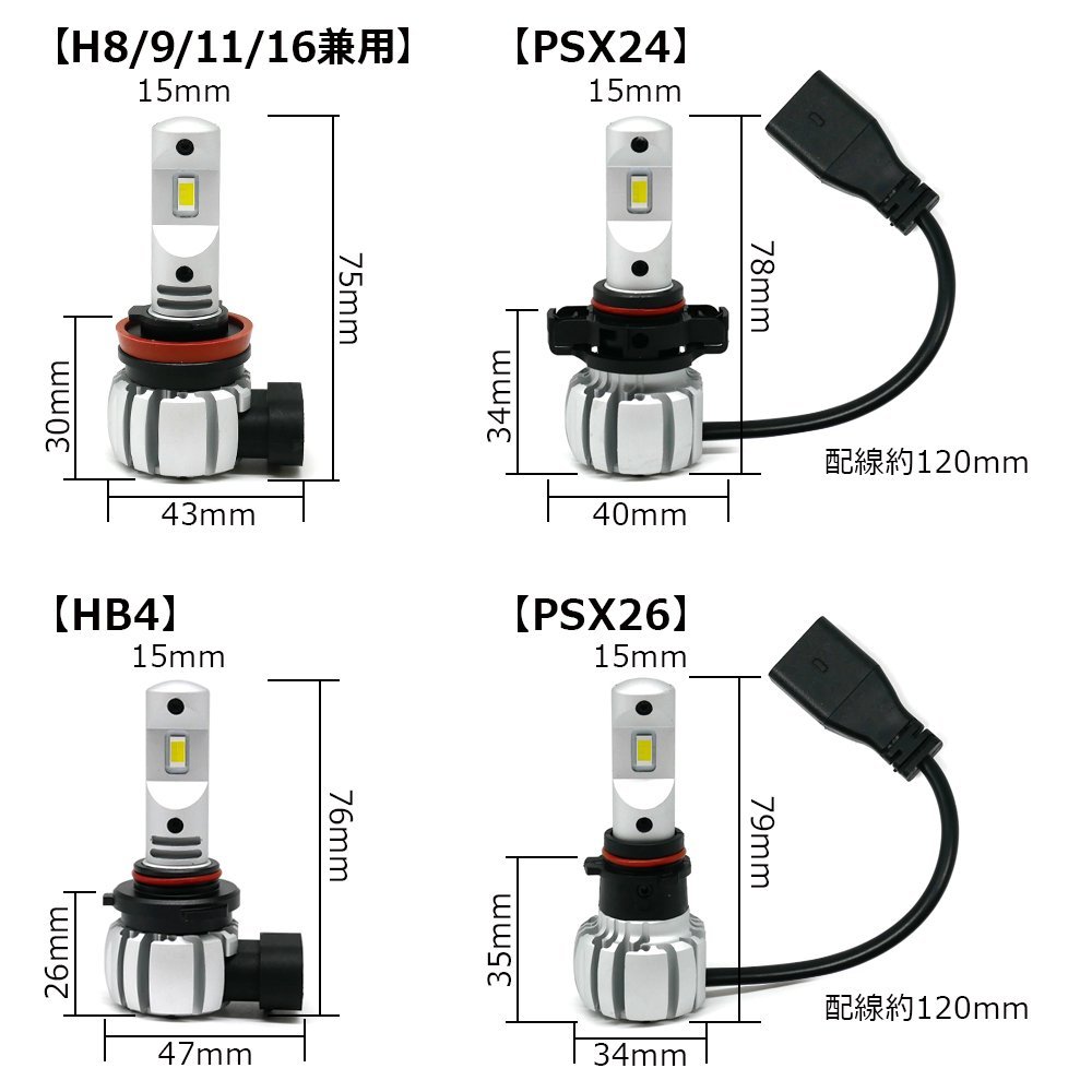 流行色 ライムイエロー ホワイト カラーチェンジ LED 一体型フォグランプ 2灯合計3700LM H8 H9 H11 H16 HB4 PSX24 PSX26 選択_画像8