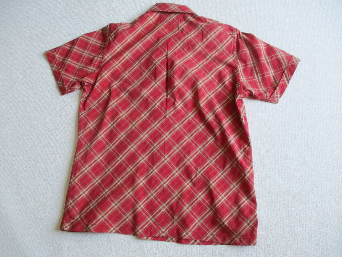  сделано в Японии * M Haversack * короткий рукав диагональный проверка рубашка * красный × бежевый 