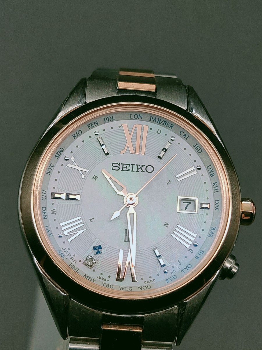 セイコー ルキア 電波ソーラー レディース SSQV040 1B35-0AA0チタン1P