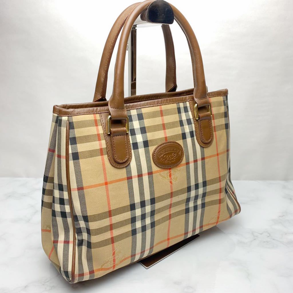 1円【超美品!】Burberry バーバリー 本物 ハンドバッグ レザー