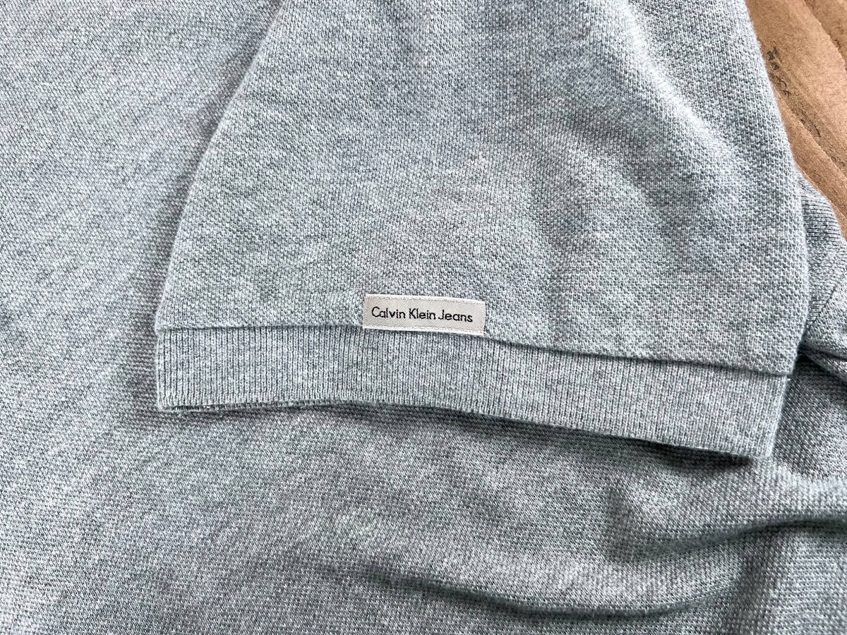  beautiful goods *Calvin Klein Jeans* Calvin Klein jeans polo-shirt with short sleeves CK men's Heather gray L deer. . ground Golf sport casual 