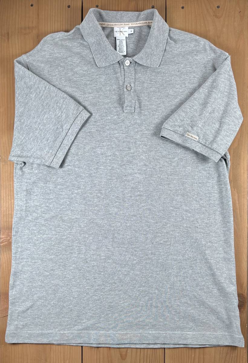 D116【CALVIN KLEIN】半袖ポロシャツ【メンズM】グレー-
