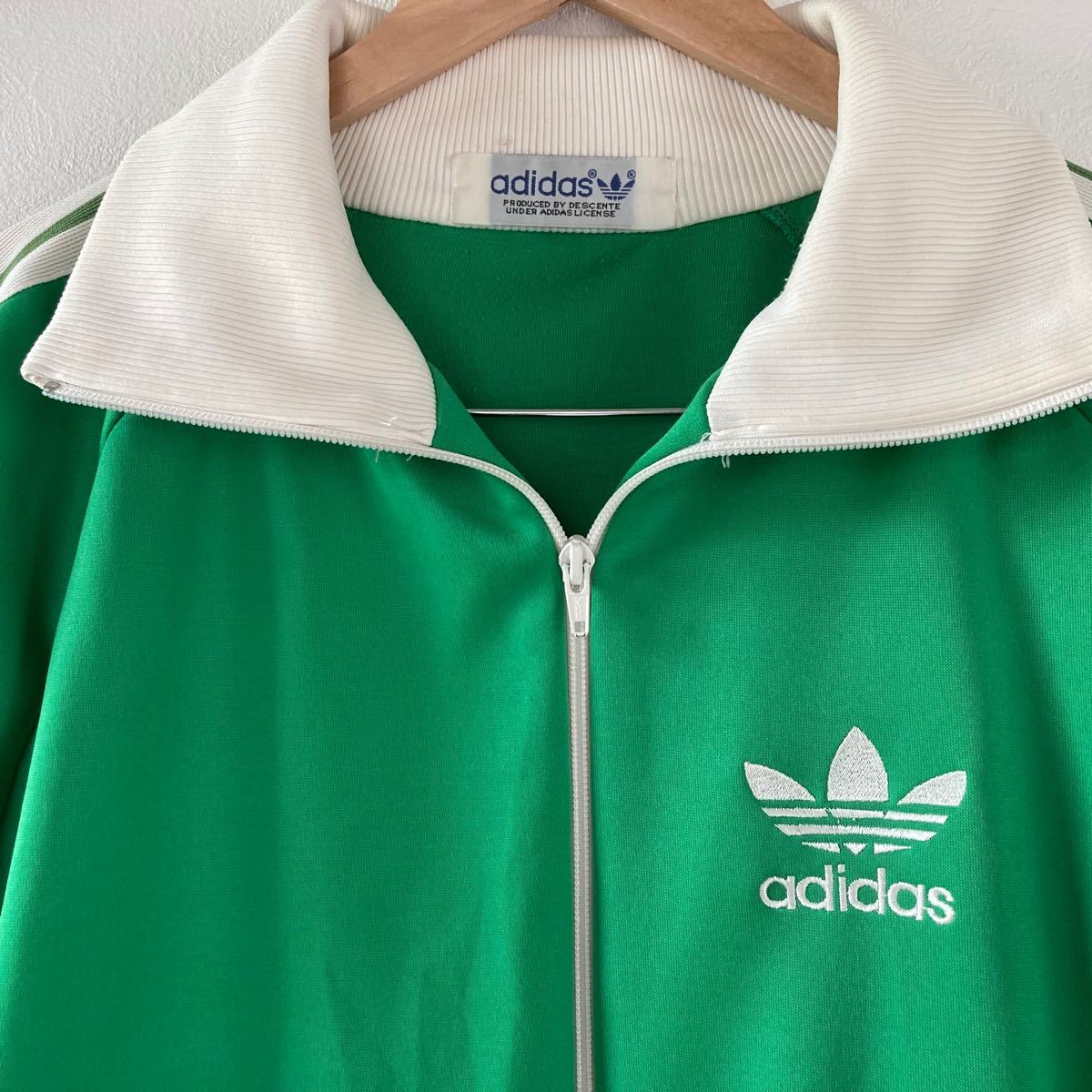 80s adidas descente ロゴ 白緑 ジャージ トラックジャケット