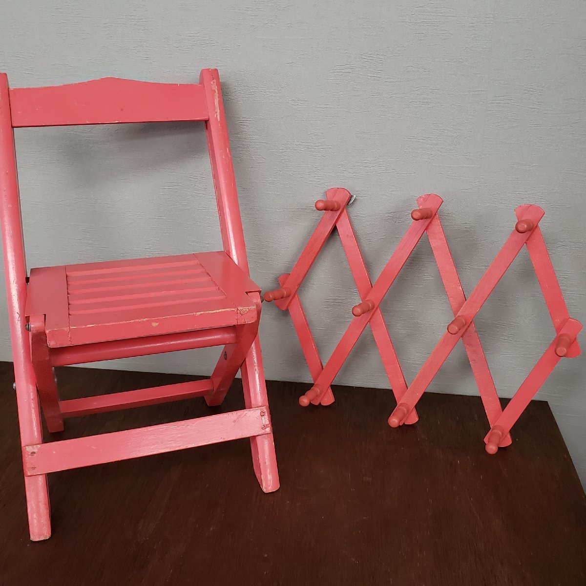Ретро детская мебель набор ★ Детский стул аккордеон крюк деревянный
