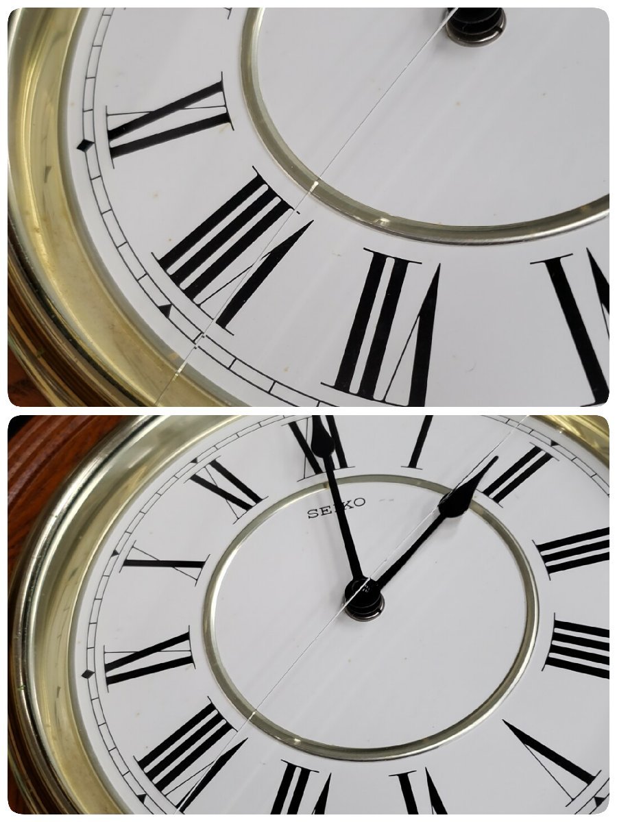 柱時計　SEIKO　PQ826B　クオーツ　クロック 　日本製　レトロ風　振り子時計　電池式　ジャンク品　木製　時計[120i1853]_画像3