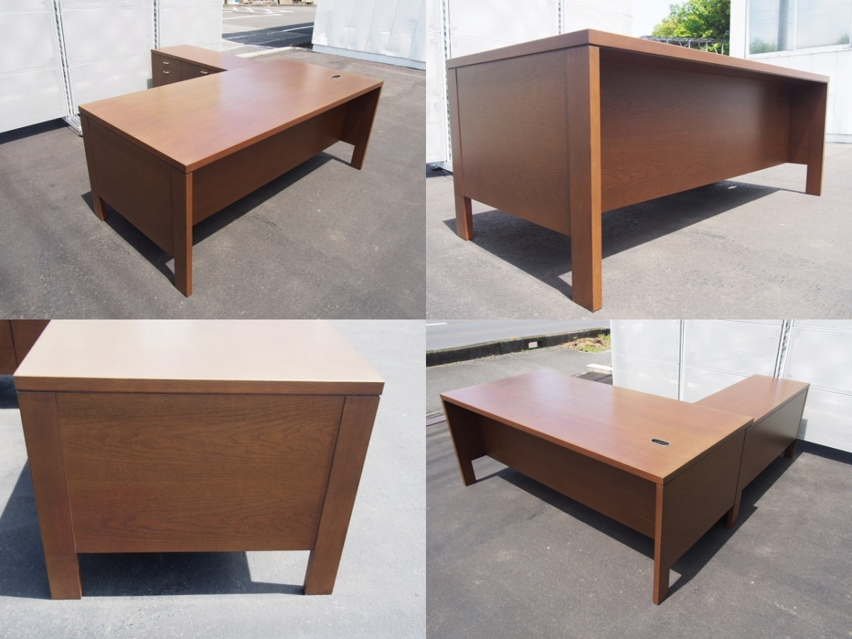 * beautiful goods Tendo Mokko TENDO high class position member desk L desk sideboard locker 4 point set walnut .. boarding high class grade 