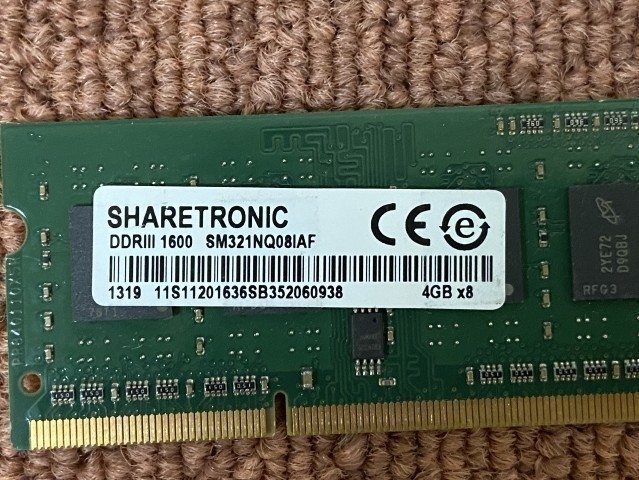 ■最短当日■ メモリ ★ 国内・保証有 ★ SHARETRONIC 4GB DDR3 1600 PC3 12800 SM322NQ08IAF 2530-101_画像3