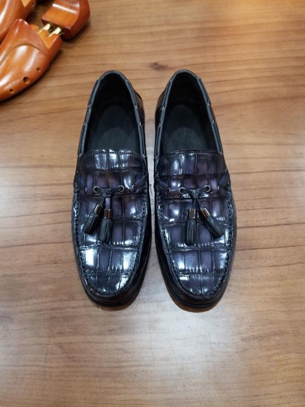 新作登場】タッセル 紳士靴 ワニ革 クロコダイル革 ローファー
