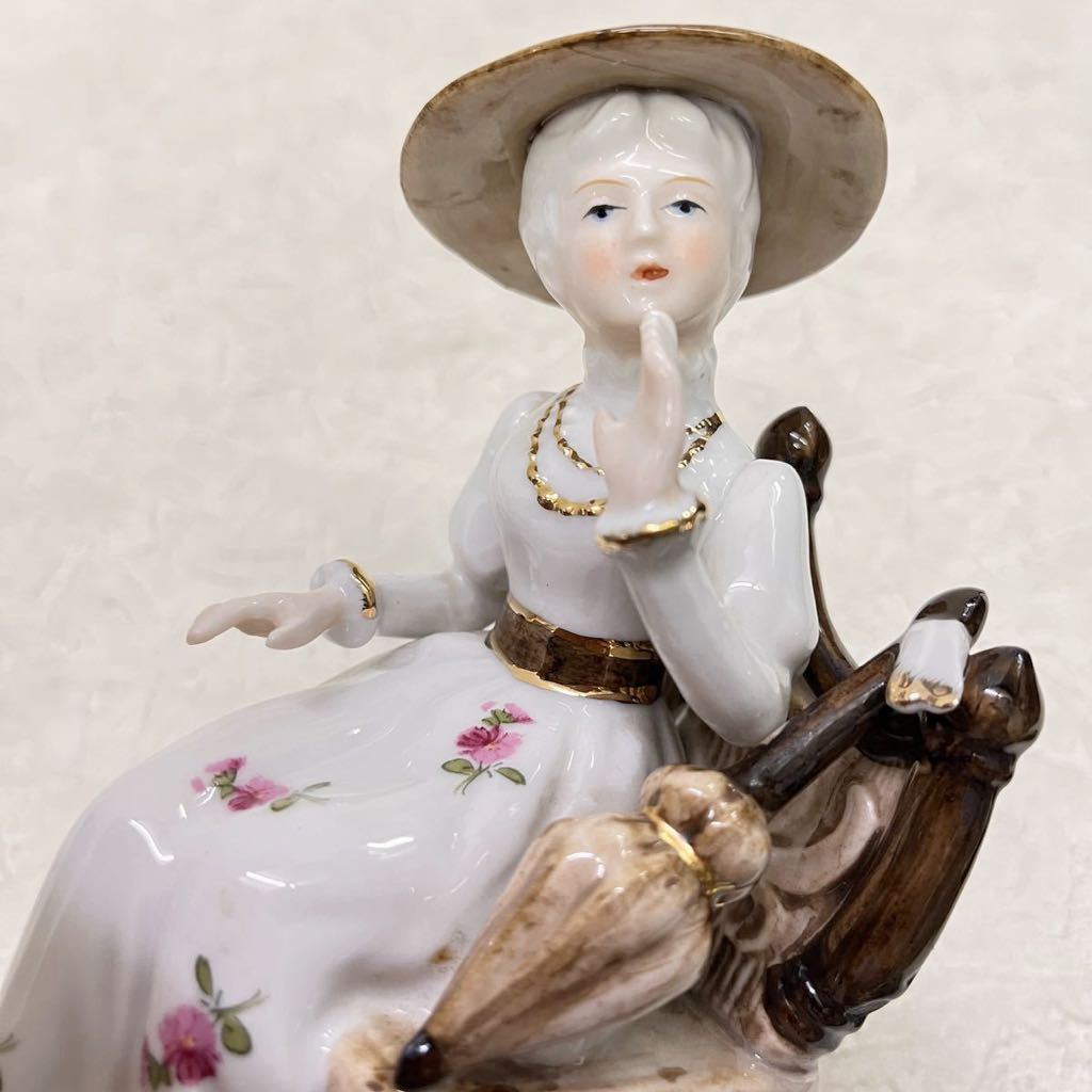 陶器人形 白磁 バラの貴婦人 手描き フィギュリン 置物 オブジェ B768B_画像7