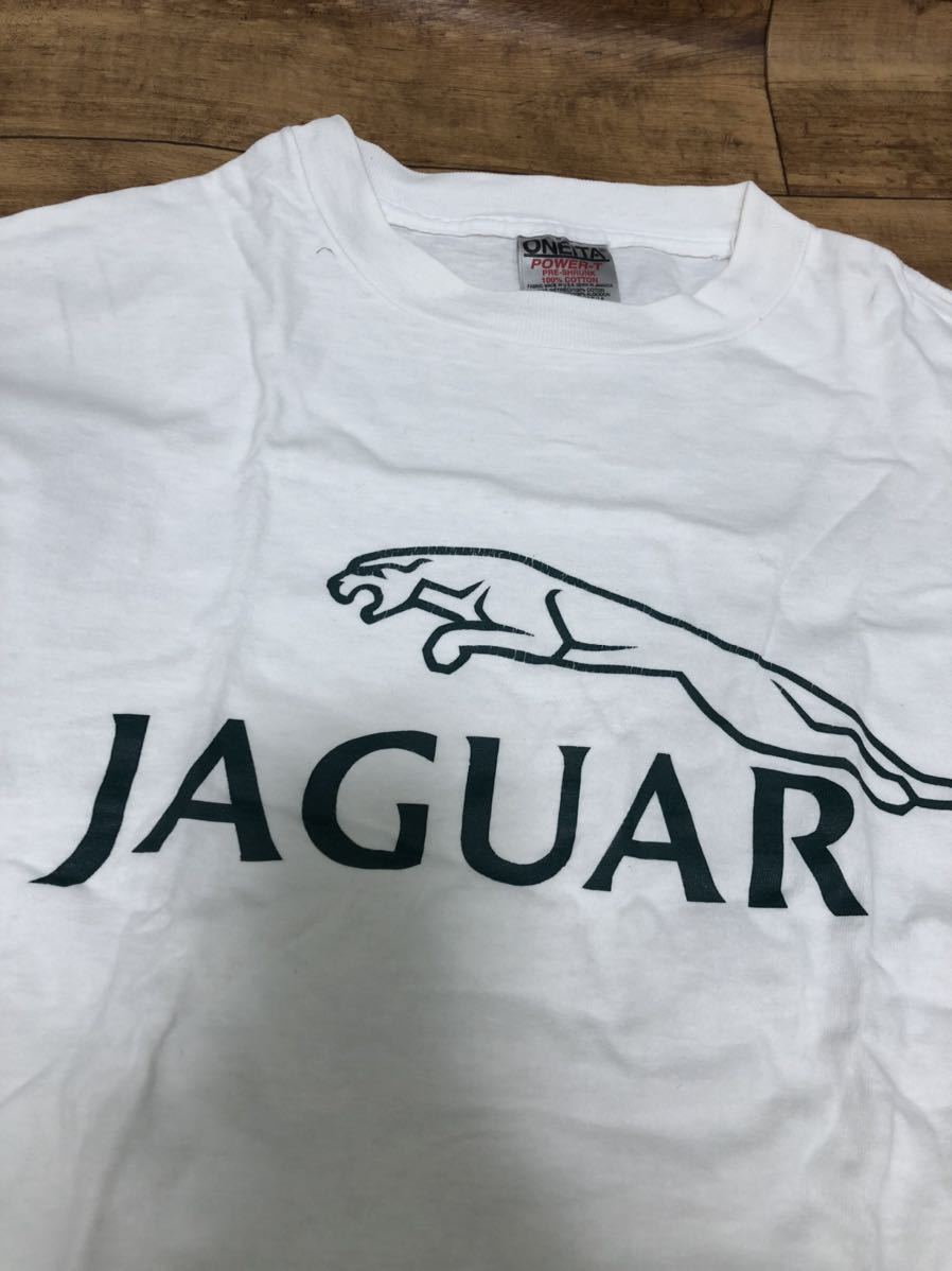 ①JAGUAR ジャガー　ロゴTシャツ USA製 Mサイズ ホワイト　ヴィンテージ　車_画像2