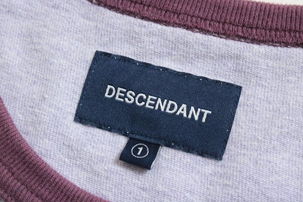 【送料無料】DESCENDANT ◆ カレッジロゴ トリムTシャツ パープル サイズ1 半袖 霜降り カットソー クルーネック ディセンダント ◆WX8_画像6