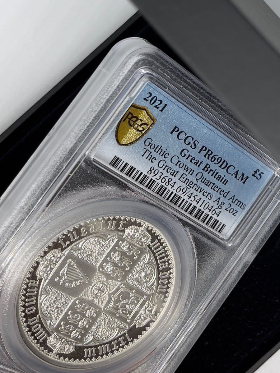 2021年 ロイヤルミント ゴシック クラウン 銀貨 PCGS エリザベス女王 5ポンド 2オンス イギリス ゴチック NGC