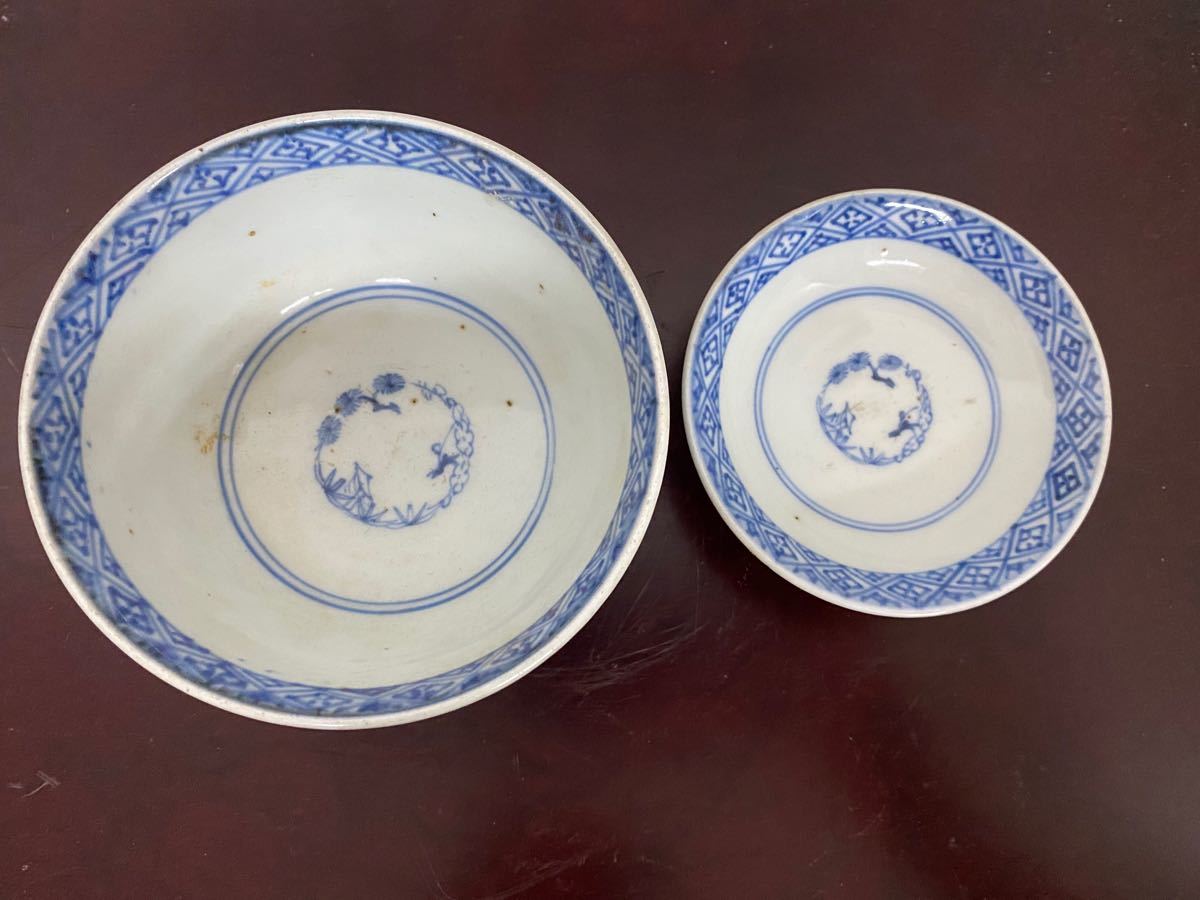 染付 茶碗 大明年製 江戸時代 古伊万里 タコ唐草文茶碗 染付 茶碗 大明年製 江戸時代 古伊万里 タコ唐草文茶碗