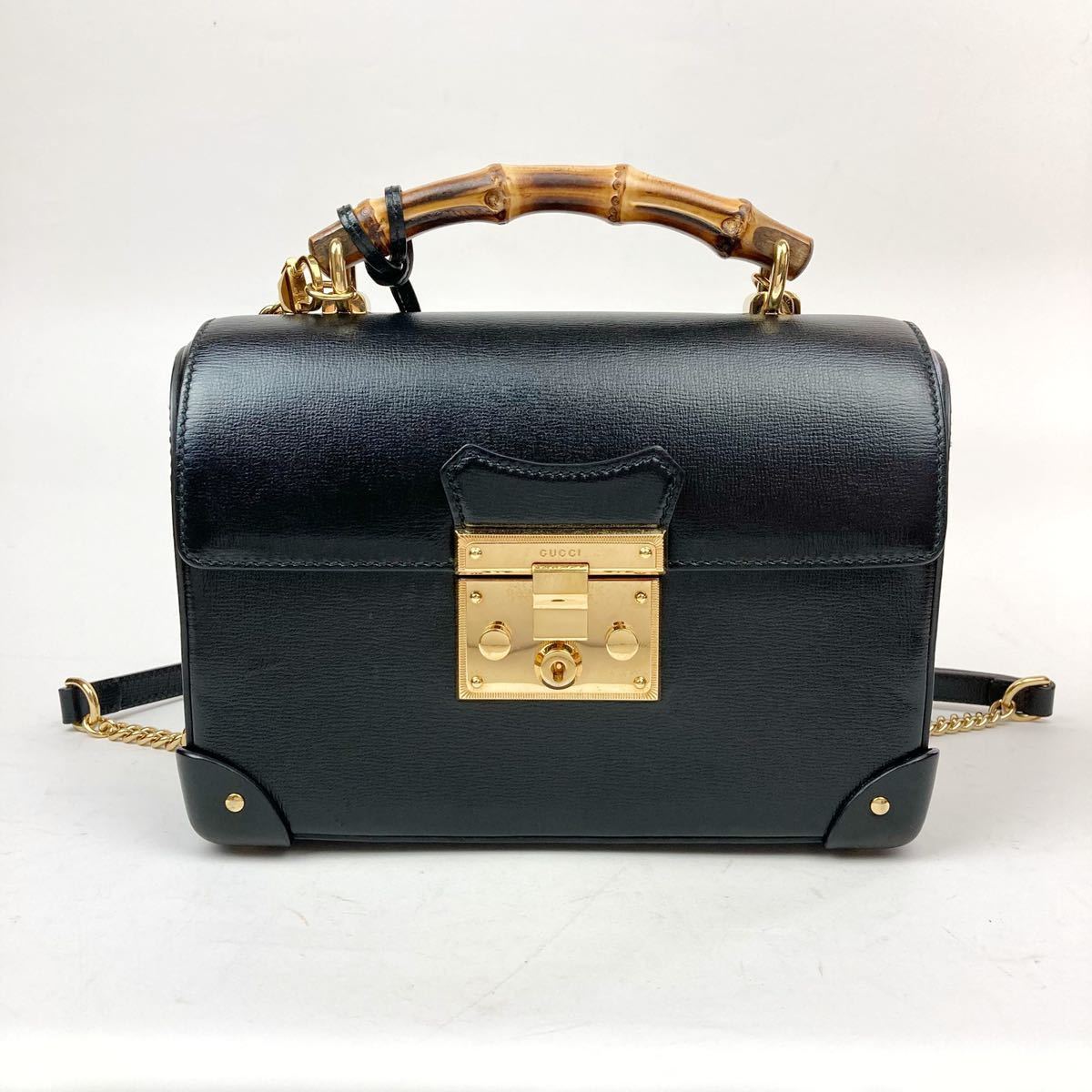 1円□極美品□ GUCCI グッチ パドロック スモール バンブー ショルダー