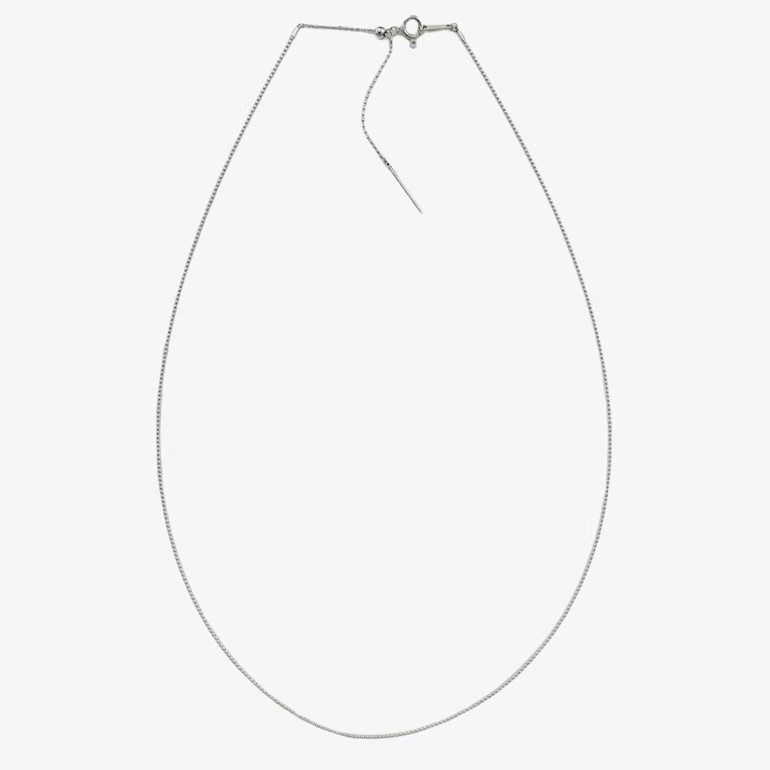 【新品】シンプル デザイン ネックレス チェーン K18 ホワイトゴールド 40~45cm 1.74g